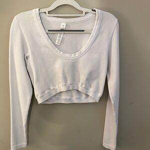 ALO Yoga White Ribbed Crop Top